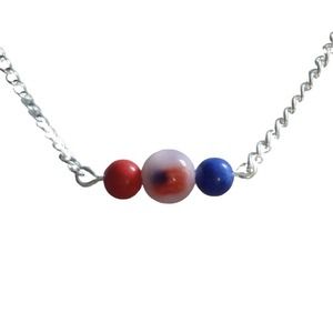 Red flag and blue bar necklace 1725